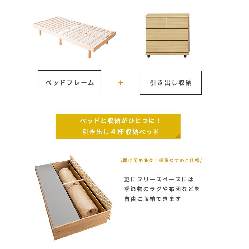 MINT 引き出し4杯チェスト収納ベッド シングルベッドヘッドレス