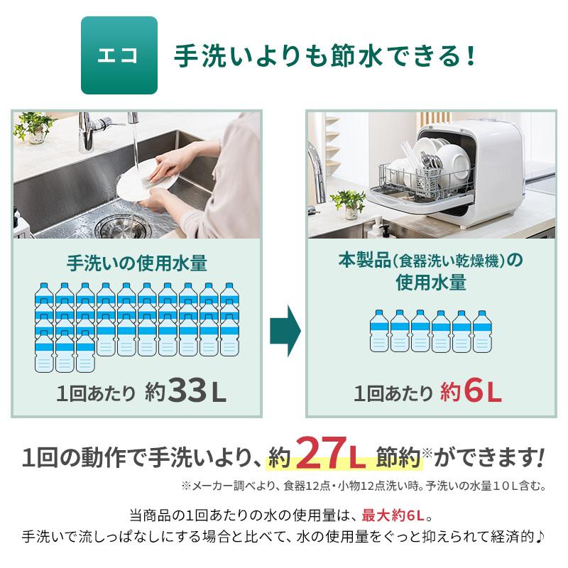 MINT 新商品 食洗機 工事不要 タンク式 2〜3人用 乾燥付 コンパクト