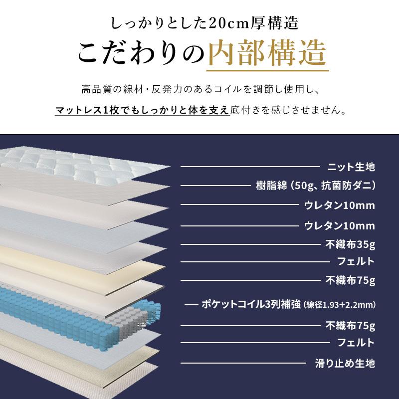 MINT シングル マットレス 高反発 ポケットコイル 硬め スプリング