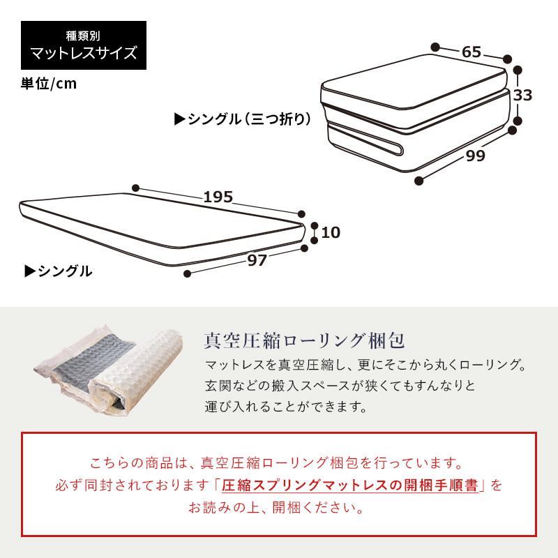 すのこベッド シングル 三つ折り マットレス付きセット マットレス 木製ベッド すのこ｜fi-mint｜19