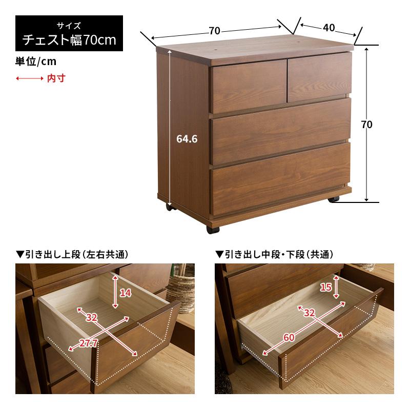 MINT 木製ミドルベッド4点セット デスク チェスト シェルフ 天然木