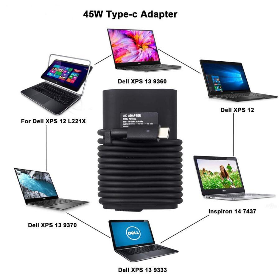 45W Tpye C 3ピンタイプ LA45NM150 DELL XPS 12 13 9360 9370 9380 9333 7390 Inspiron 14 7437 Latitude 7370 7275 5175 5285 5290-2in1 7390-2in1 |  | 02