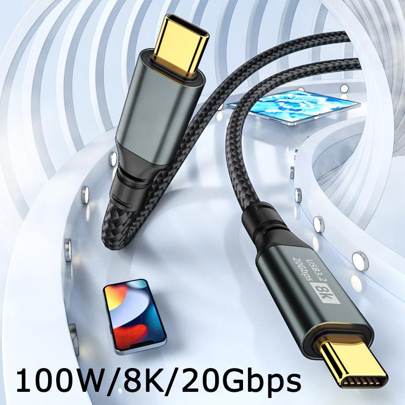 USB-C to ケーブル 100W 20V 5A USB3.2 20Gbps データ転送 8K 出力