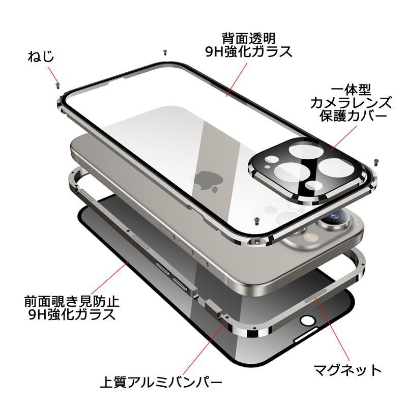 画面覗き見防止 マグネットねじ止め式 両面ガラス iPhone15