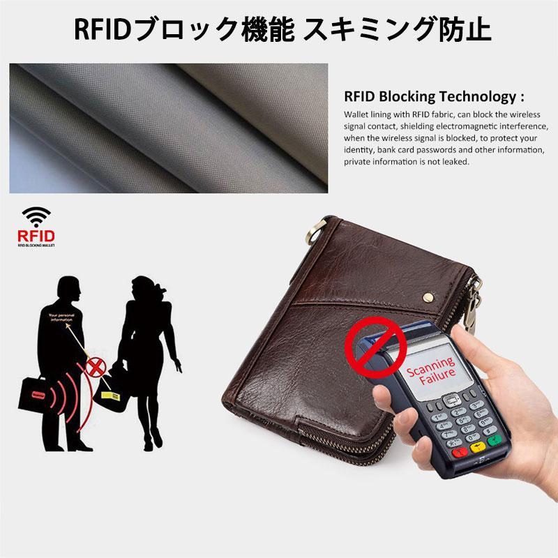 本革財布 メンズ レディース 二つ折り財布 RFID スキミング防止 レザー