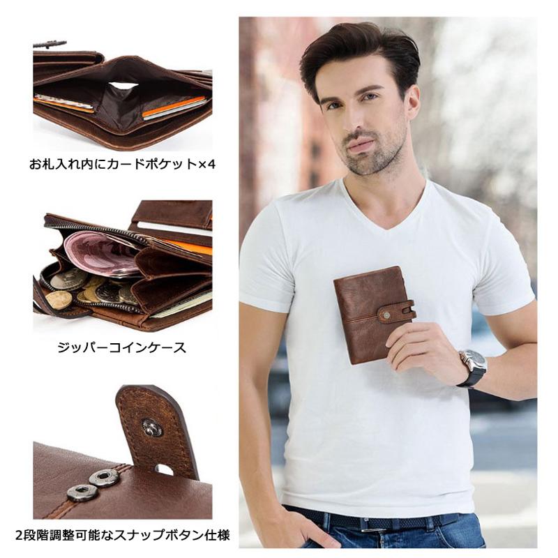 メンズ レディース 財布 Contacts レザー ウォレット 本革 二