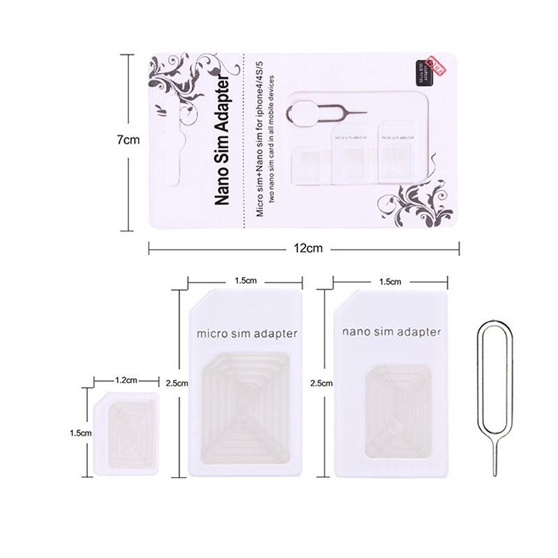 Nano SIM MicroSIM 変換アダプタ 4点セット For iPhone8 Plus iPhone7 iPhone6 iPhone 5 4S 4 ナノシム→SIMカードorMicroSIM MicroSIM→SIMカードsim カード 変｜fiara-store｜02