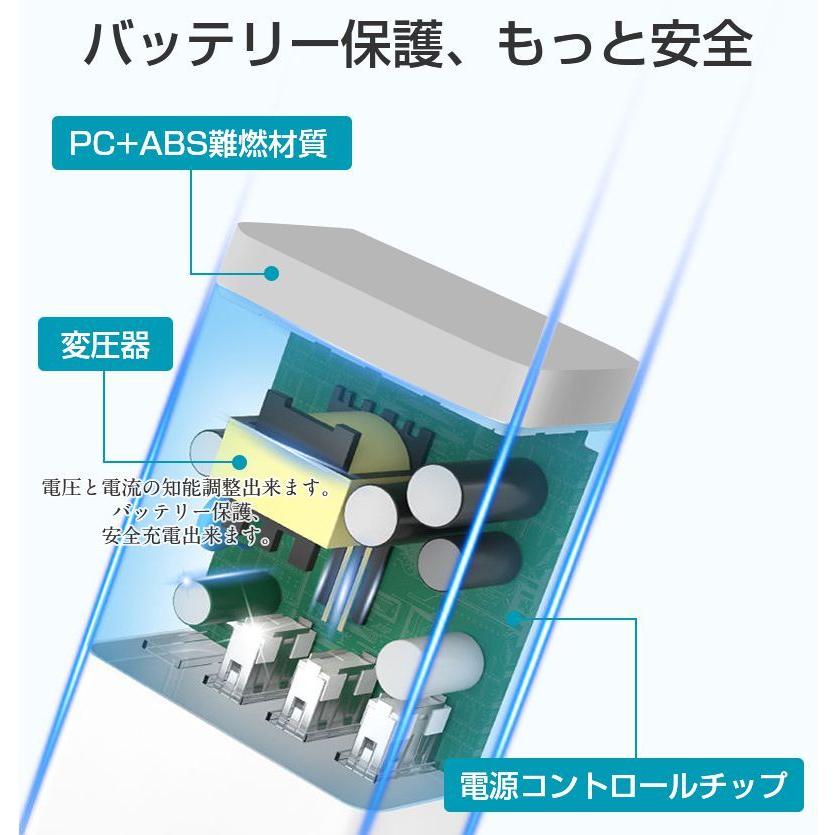 充電器 アダプター 急速充電 Quick Charge 3.0 USB PSE 適合品 充電アダプター 折り畳み式 全機種対応 3台同時充電 3ポート ACアダプター Qualcomm QC3.0 iPhone｜fiara-store｜03