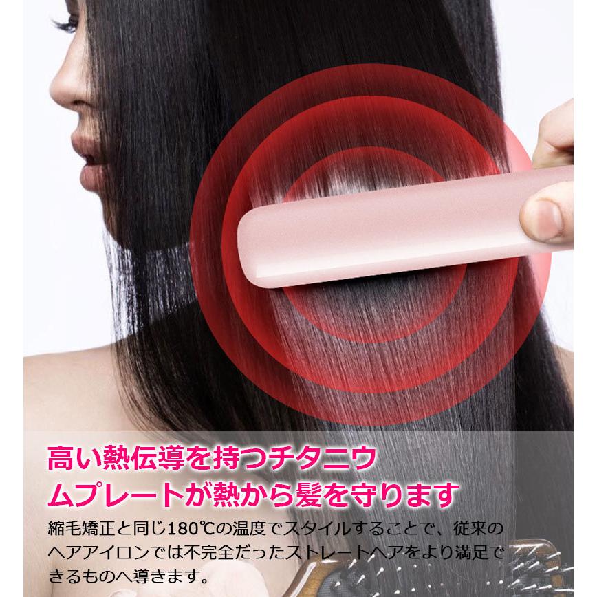 ヘアアイロン コードレス 100-240V電圧海外対応 MAX180℃ アイロン 5色