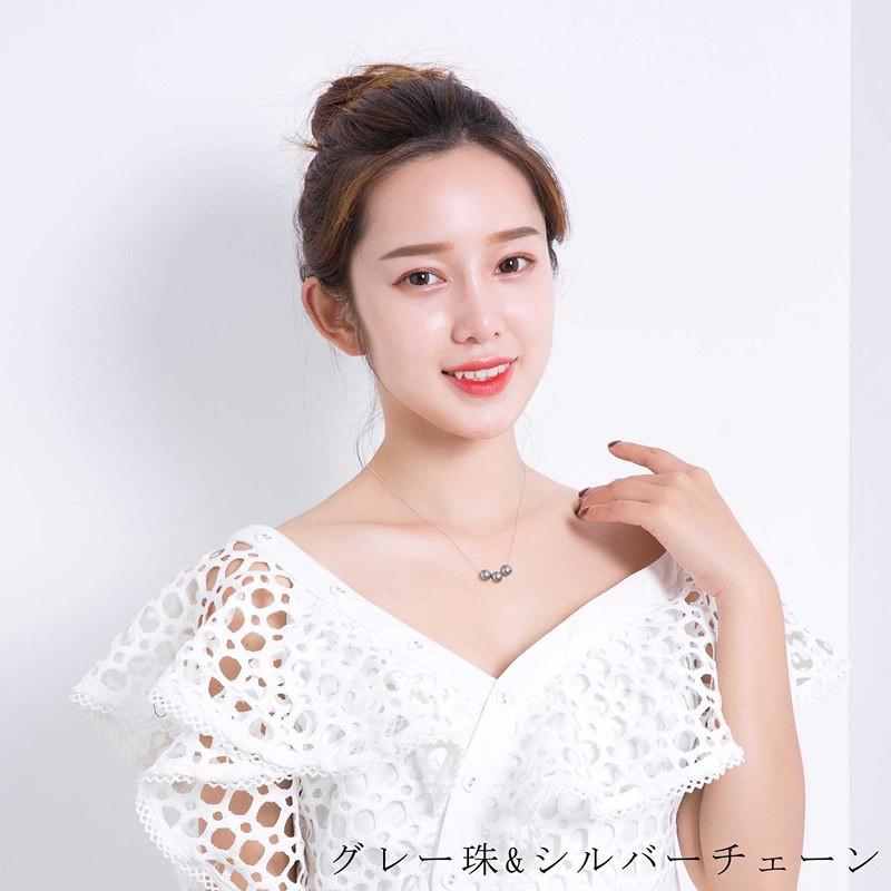 日本製 パールネックレス 3粒 8mmガラスパール 大粒 シンプル