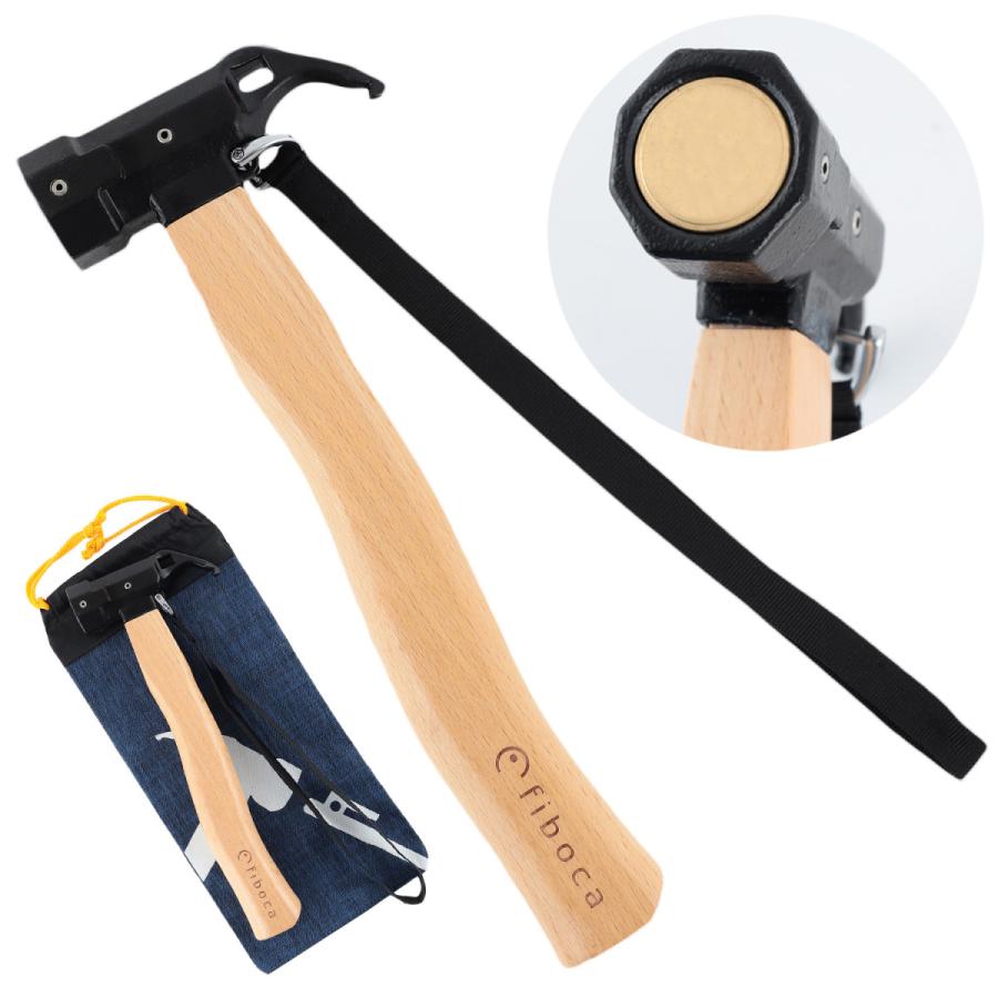 トップ Fiboca ペグハンマー テントハンマー キャンプ アウトドア ペグ ハンマー 衝撃を吸収する 黄銅 真鍮 ヘッド