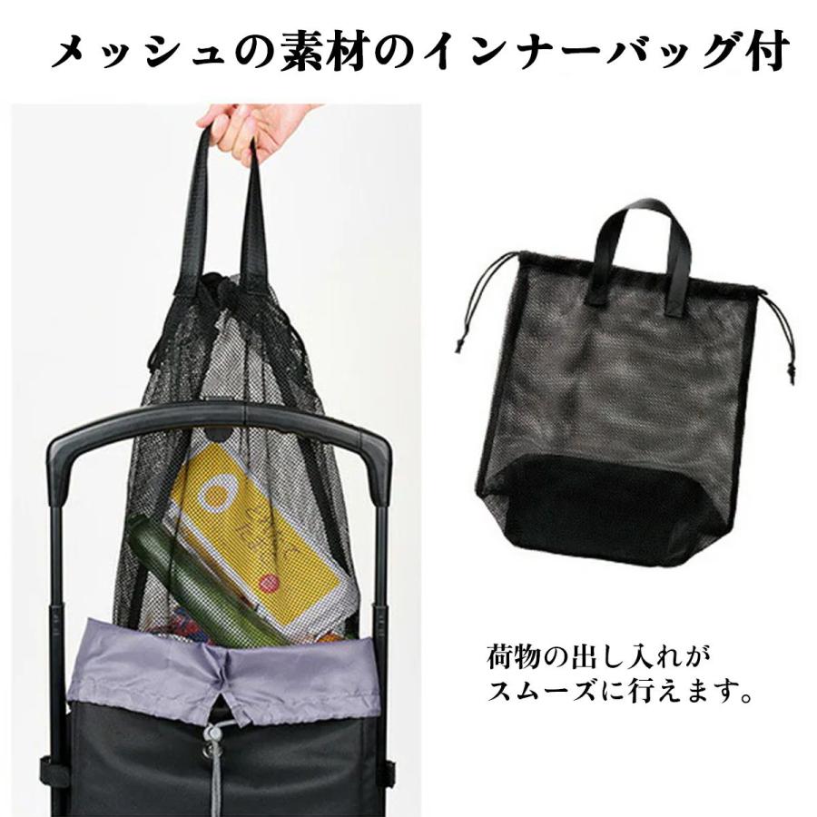 ココロ デランナ ペルミス 横押し4輪カート レップ ショッピングカート 保冷 保温 19L 軽量 4段階調整 折りたたみ 通勤 買い物カート 女性用 ブラック ブラウン_9