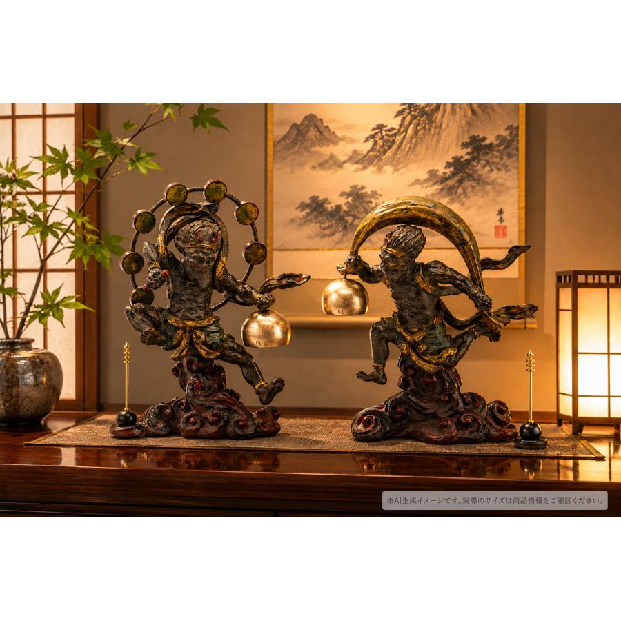 山口久乗 風神雷神 おりん オブジェ 仏具 インテリア ブロンズ像 高岡