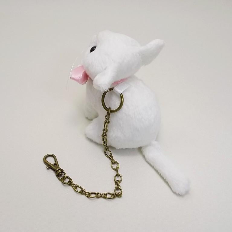 猫ぬいぐるみバッグチャーム「ちびにゃ」白猫 【受注制作