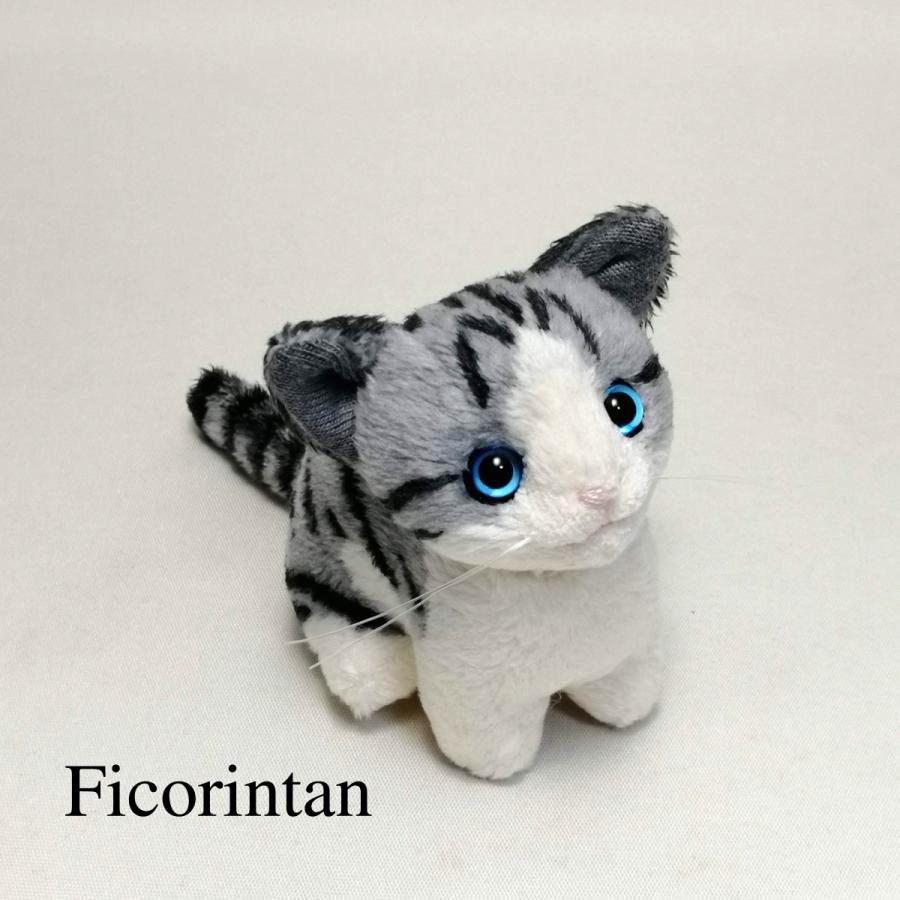 猫ぬいぐるみ「ちびにゃCE」サバトラ白 カラーアイ【受注制作