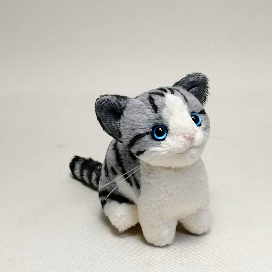 猫ぬいぐるみ「ちびにゃCE」サバトラ白 カラーアイ【受注制作