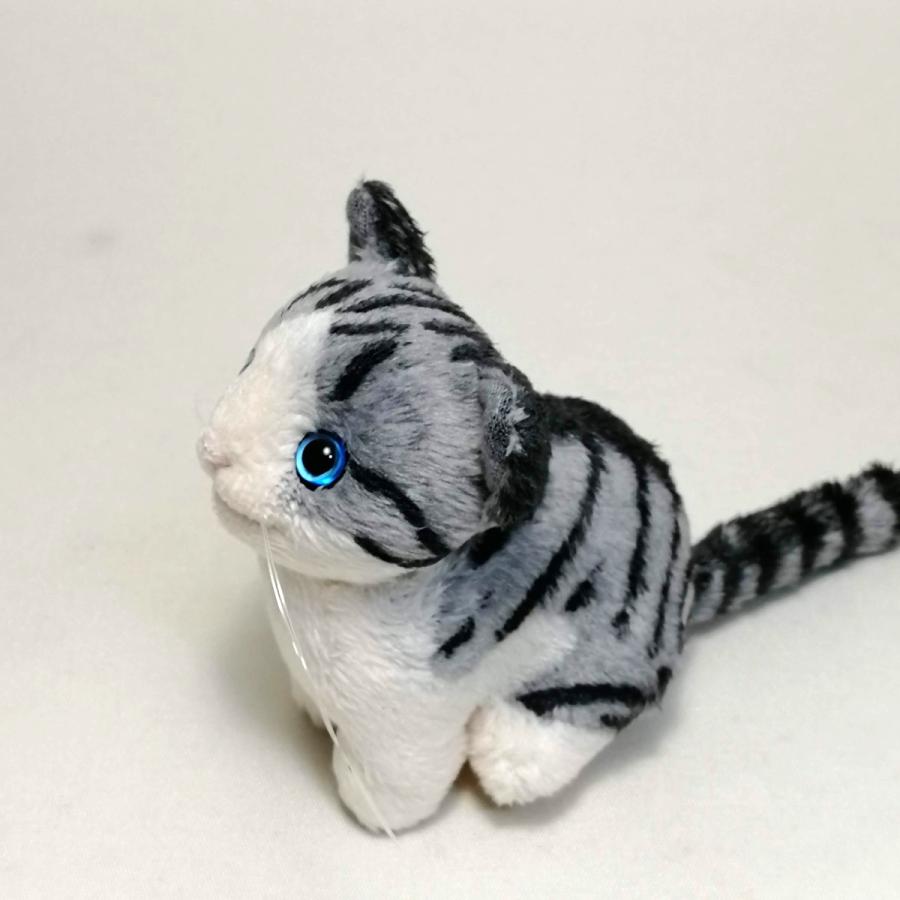 猫ぬいぐるみ「ちびにゃCE」サバトラ白 カラーアイ【受注制作