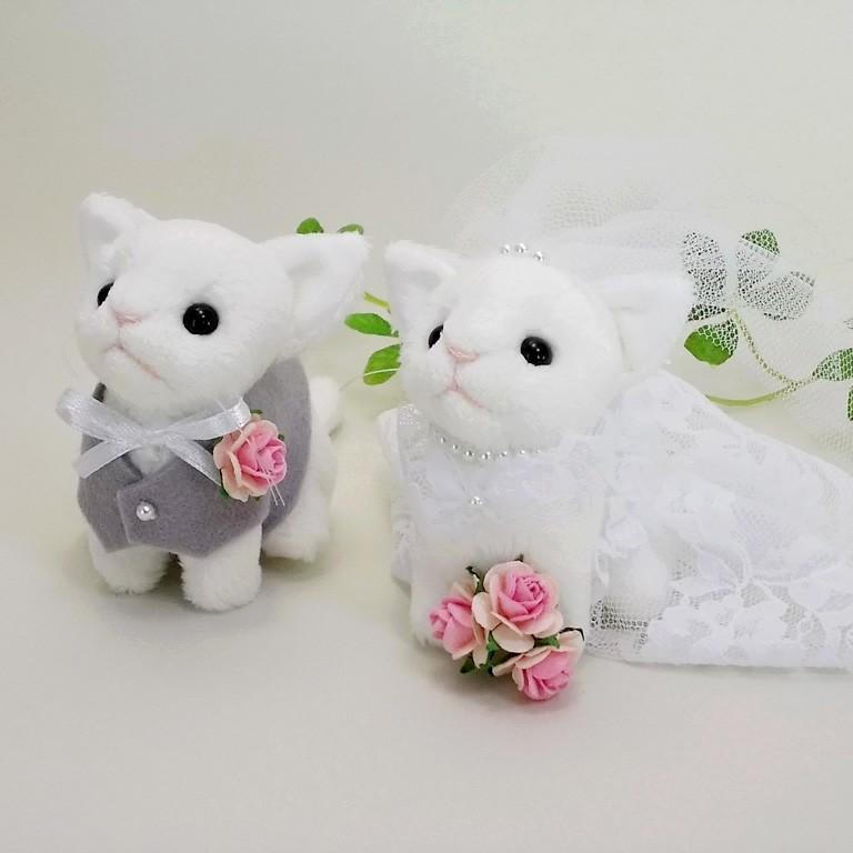 ミニウェディングキャット（白） / 猫のウェルカムドール