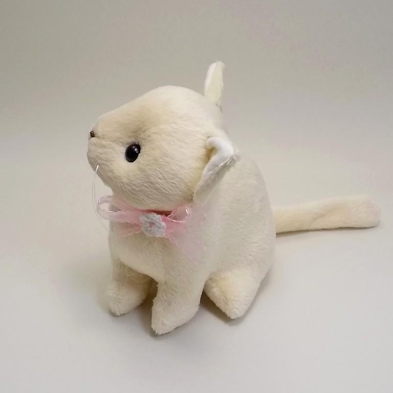 猫ぬいぐるみ クリーム色・ベージュ 猫ぬいぐるみ「ねこにゃ」ベージュ（クリーム色） 【受注制作