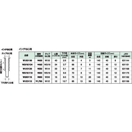新潟精機 新潟精機（SK） ネジ切中タップ インチ W1/8×40 ＼LINEお友達