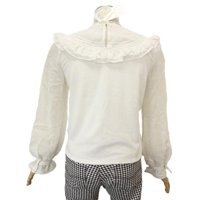 定価￥5,900 訳あり Secret Honey by Honey Bunch シフォン長袖 一部レースカットソー 0 オフホワイト メール