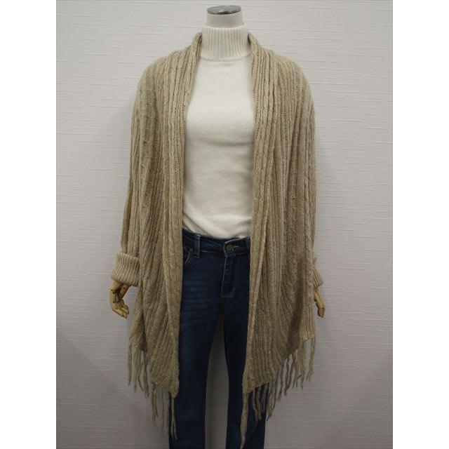 フード付きベージュニットカーディガン Sunny clouds カーディガン サニークラウズ フードニット