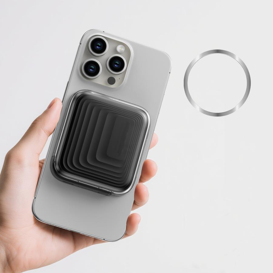 マグネット式モバイルバッテリー 5000mAh 大容量 マグネット吸着式 有線充電対応 ワイヤレス充電 Type-C 送料無料 |  | 03