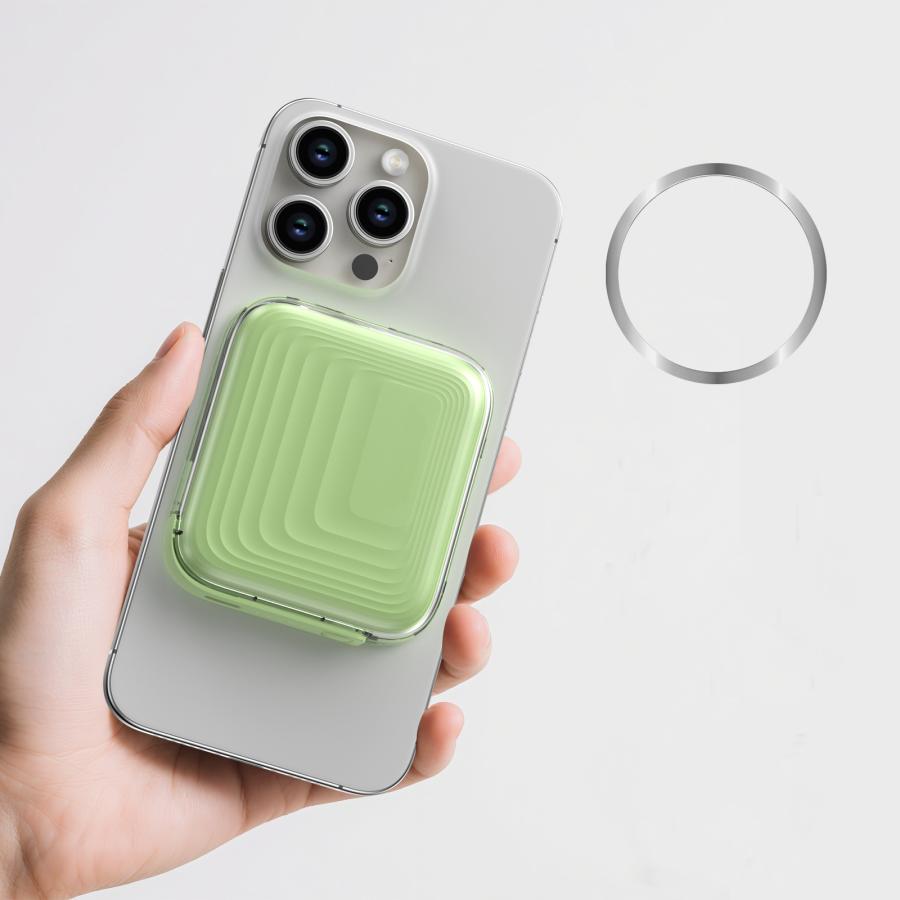 マグネット式モバイルバッテリー 5000mAh 大容量 マグネット吸着式 有線充電対応 ワイヤレス充電 Type-C 送料無料 |  | 05