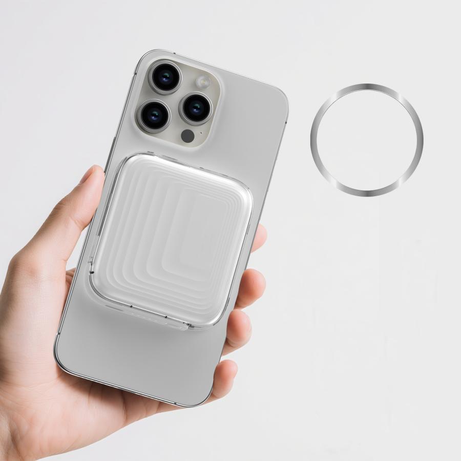 マグネット式モバイルバッテリー 5000mAh 大容量 マグネット吸着式 有線充電対応 ワイヤレス充電 Type-C 送料無料 |  | 02