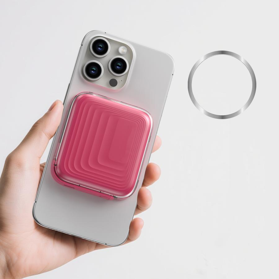 マグネット式モバイルバッテリー 5000mAh 大容量 マグネット吸着式 有線充電対応 ワイヤレス充電 Type-C 送料無料 |  | 04