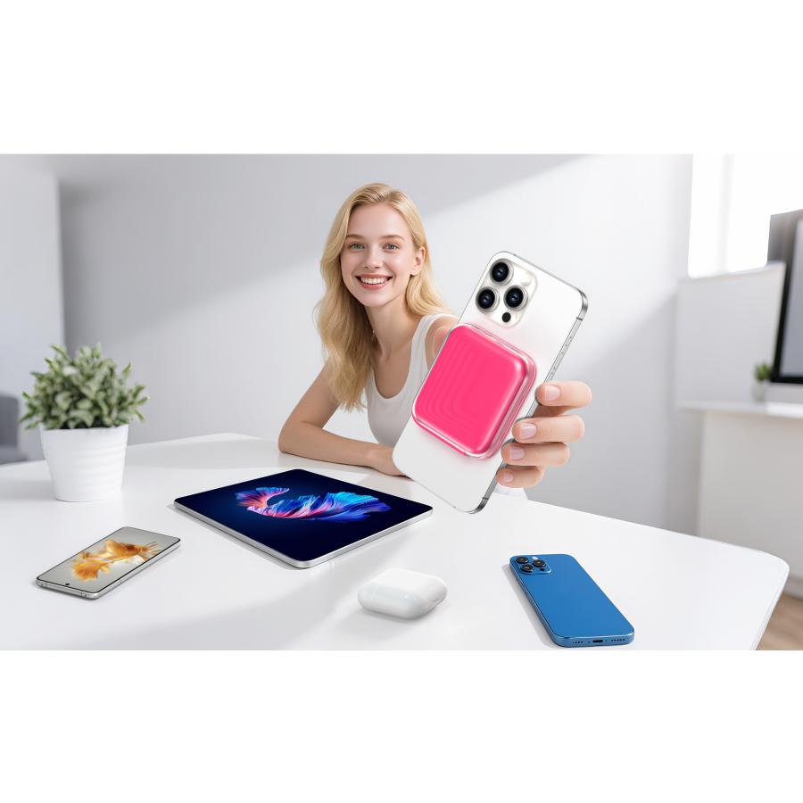 マグネット式モバイルバッテリー 5000mAh 大容量 マグネット吸着式 有線充電対応 ワイヤレス充電 Type-C 送料無料 |  | 12