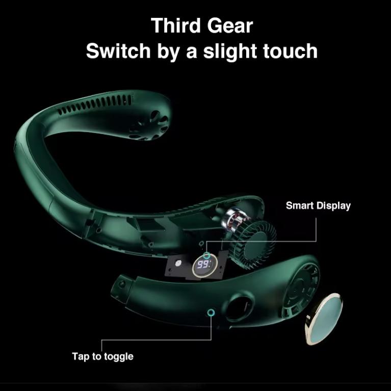 【激安在庫処分】N20 首掛け扇風機 ホワイト グリーン ネッククーラー ネックファン ハンディファン 携帯扇風機 扇風機 首かけ 羽根なし ハンディ 冷感グッズ |  | 03