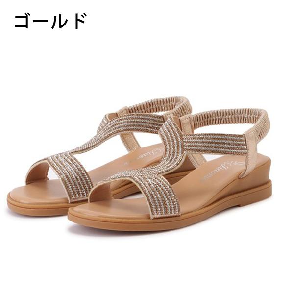 【激安在庫処分】ビジューサンダル レディース フラットサンダル ローヒール 細ストラップ ビジュー キラキラ PU おしゃれ かわいい 軽量 滑り止め ビーチ 美脚 |  | 02