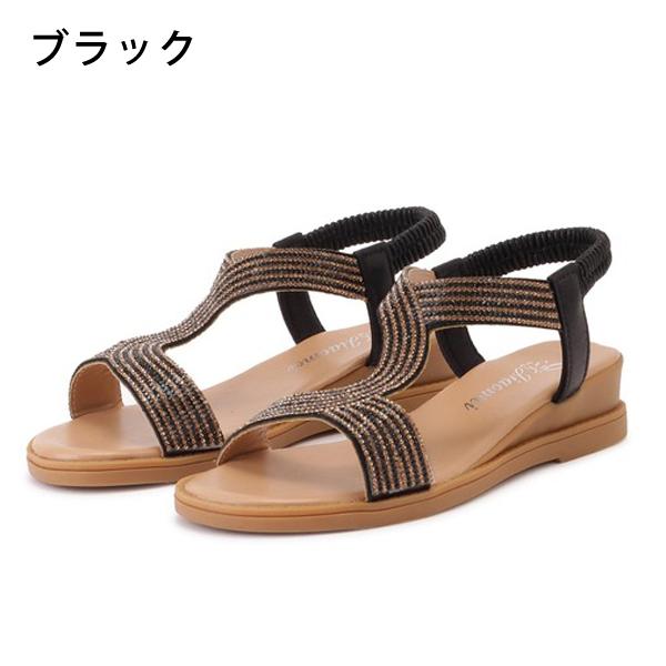 【激安在庫処分】ビジューサンダル レディース フラットサンダル ローヒール 細ストラップ ビジュー キラキラ PU おしゃれ かわいい 軽量 滑り止め ビーチ 美脚 |  | 01