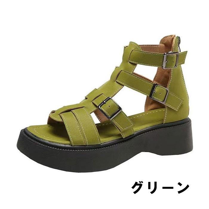 【激安在庫処分】グラディエーターサンダル 厚底靴 レディース 身長UP 夏用 バックジップ 耐久性 防滑 耐磨耗性 通気性 柔らかい ビーチ 軽量 |  | 03