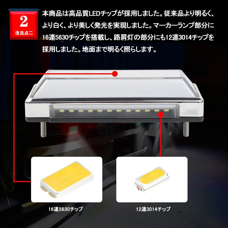 トラック 軽自動車兼用 LEDサイドマーカー 10個セット 路肩灯 角形面発光 8色選択可能 マーカーランプ 12V 24V車用 トラックマーカー LED28連 無極性 外装｜field-ag｜05