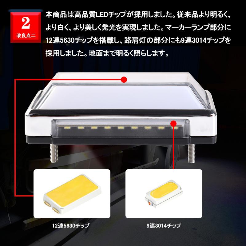 ▼トラック 軽自動車兼用 LEDサイドマーカー 2個セット 路肩灯 角形面発光 8色選択可能 マーカーランプ 12V 24V車用 トラックマーカー LED28連 無極性 外装｜field-ag｜05