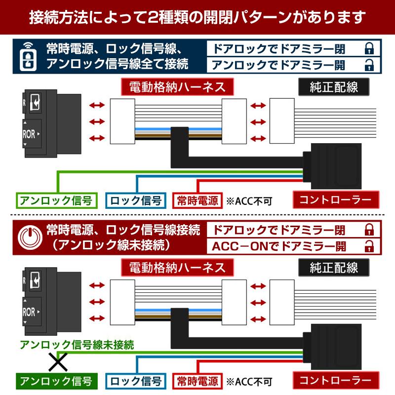 ドアミラー 自動格納ユニット 16P  エスティマ ノア・ヴォクシー70 ハイエース200 プリウス30 プリウスPHV ポルテ キーレスリモコン 自動連動開閉｜field-ag｜02