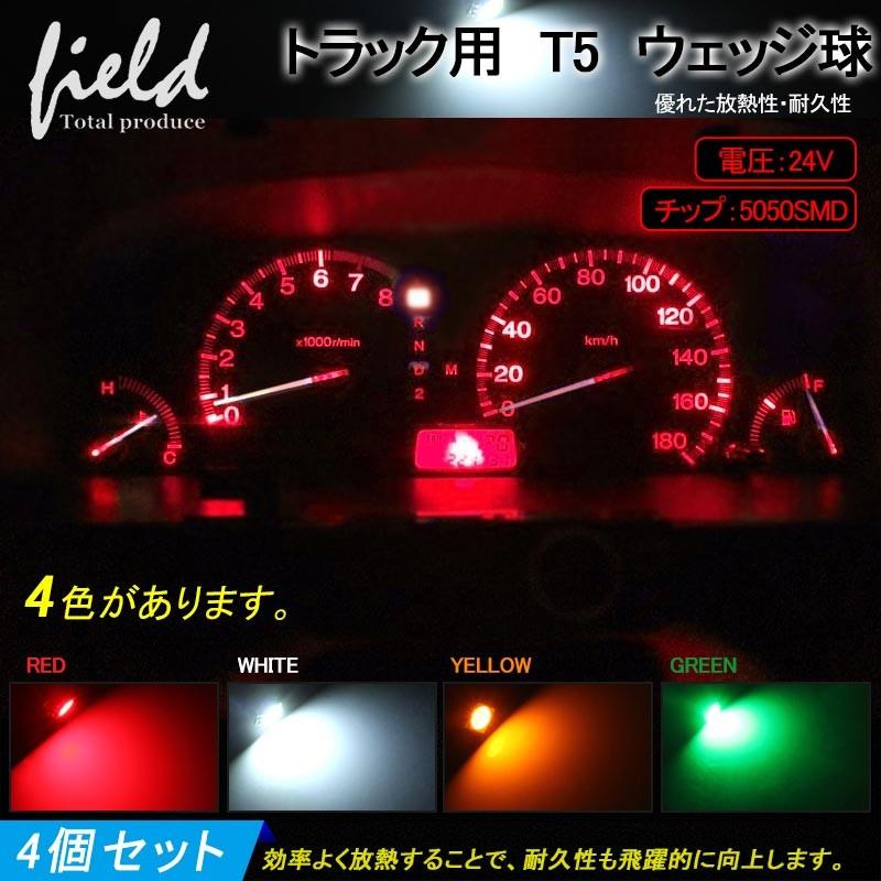 トラック用品 24V用 T5 LEDバルブ 4個セット ウェッジ球 メーター球・エアコンパネル ホワイト アンバー グリーン レッド 三菱 ふそう 日野 日産 いすゞ :HYH0011:FIELD-AG - 通販 - Yahoo!ショッピング トラック用品 24V用 T5 LEDバルブ 4個セット ウェッジ球 メーター球・エアコンパネル ホワイト アンバー グリーン レッド 三菱 ふそう 日野 日産 いすゞ :HYH0011:FIELD-AG - 通販 - Yahoo!ショッピング