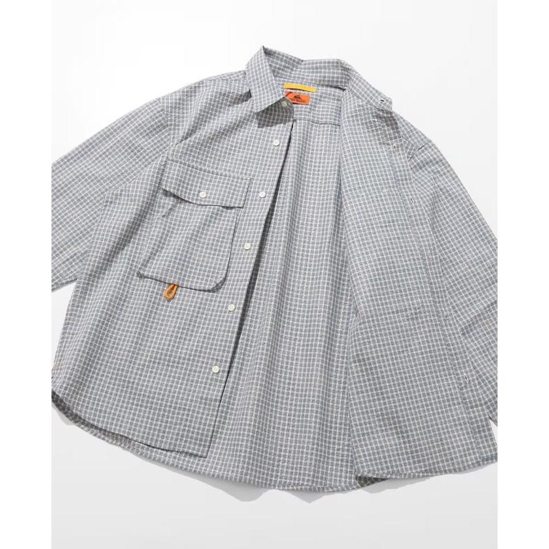 KRIFF MAYER ( クリフメイヤー ) シアサッカーチェックドアシャツ メンズ 長袖 長袖シャツ カジュアル オシャレ 春服 アパレル チェック ゆったり 綿100％の画像