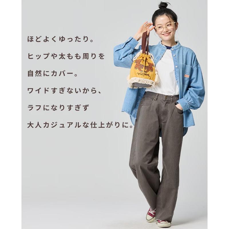 KRIFF MAYER ( クリフメイヤー ) ユーズド風カラーパンツ レディース ロングパンツ 着やせ オシャレ アウトドア お出かけ ゆったり すっきり シンプル 春の画像