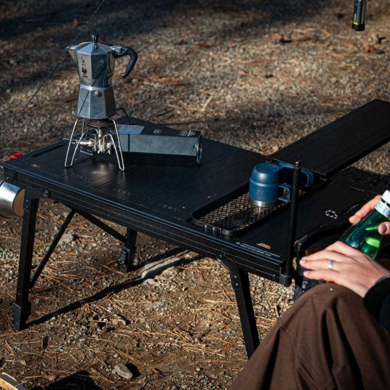 AS2OV ( アッソブ ) フォールディングテーブル ブラック 大型テーブル キャンプ BBQ デュオキャンプ ソロキャンプ 調整可能 高さ調節 アルミ 軽量 ワンタッチの画像