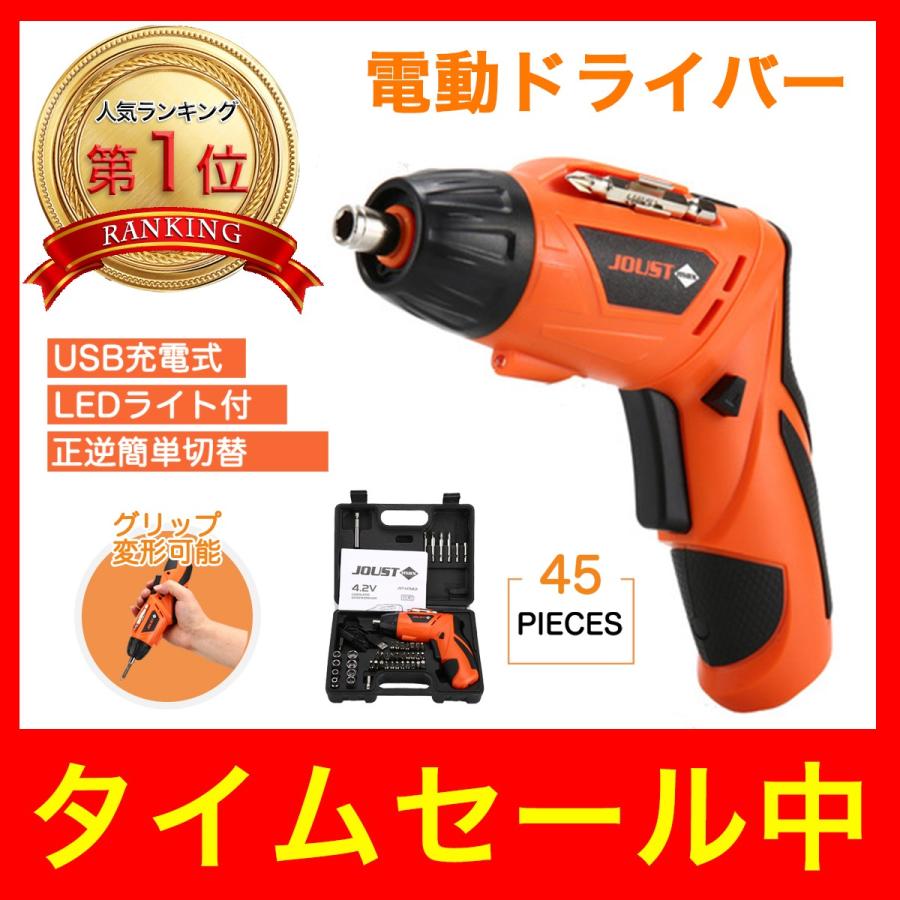 電動ドライバー 充電式 USB セット ライト付 コードレス 安い 45点