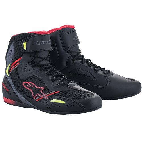 Alpinestars FASTER 3 RIDEKNIT SHOES ブラック/レッド/イエローフロー ライディングシューズ｜fieldhill