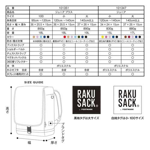 RAKU SACK ラクサック ジュニアプラス 19L 大サイズ(身長140cm以上のお子様向け) 通学カバン キャメル | FOOTMARK | 01