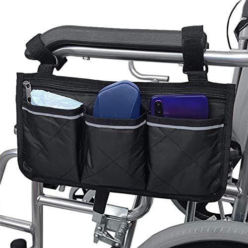 車椅子用バッグ アームレスト サイドバッグ 反射ライン付き 歩行器 アクセサリー 簡単装着｜fieldmuseum