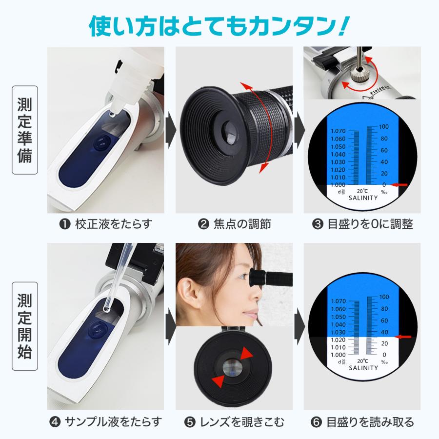 国内検品】塩分濃度屈折計 光学式 アナログ 塩分計 比重計 海水