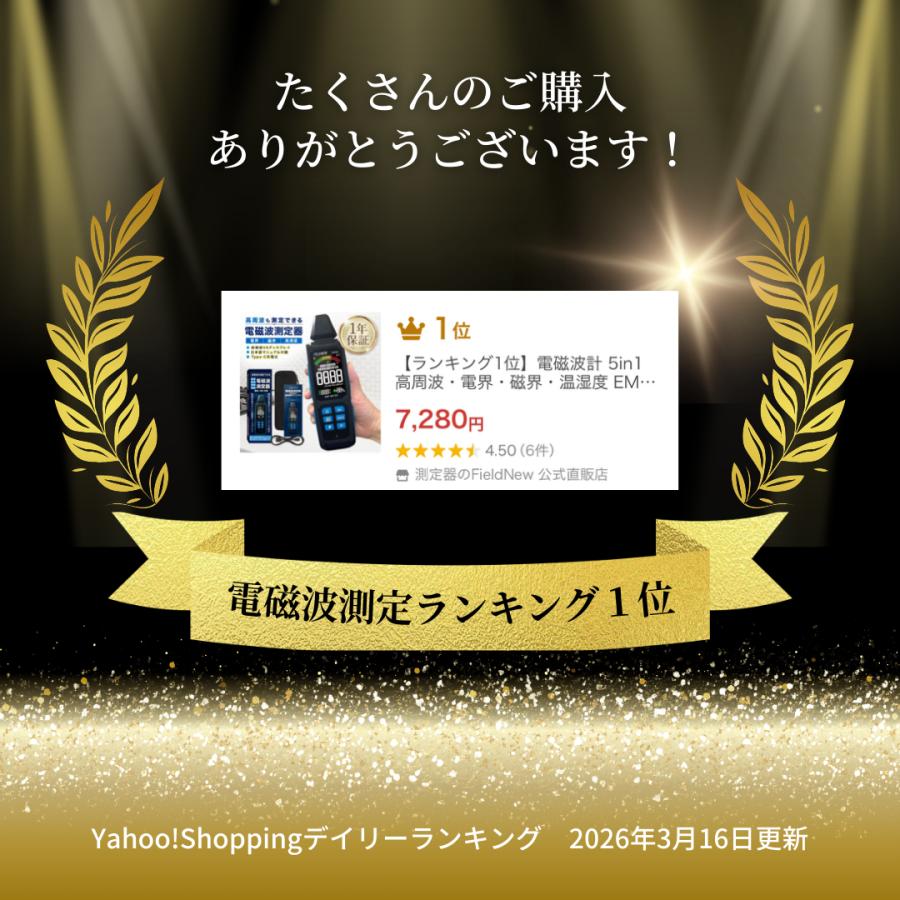 ランキング1位】電磁波計 5in1 高周波・電界・磁界・温湿度 EMF
