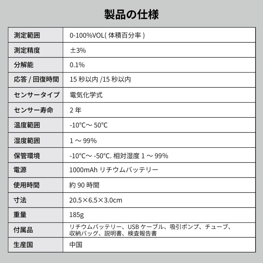 ペット用 酸素濃度計 0〜100％ 吸引ポンプ付 電気化学式 アラーム機能