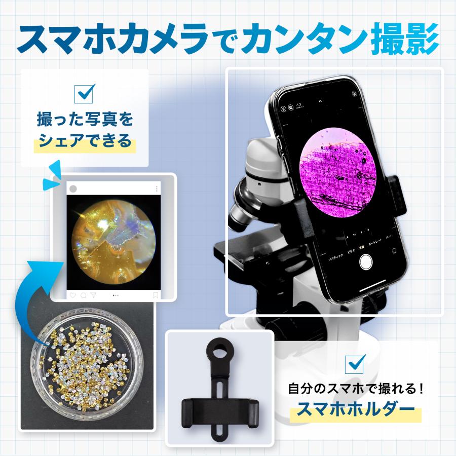 FieldNew 【学びが深まる12Pガイド付き】単眼生物顕微鏡｜40X-1000X